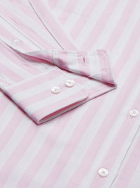 Park Avenue Men White & Pink Slim Fit Striped Formal Shirt