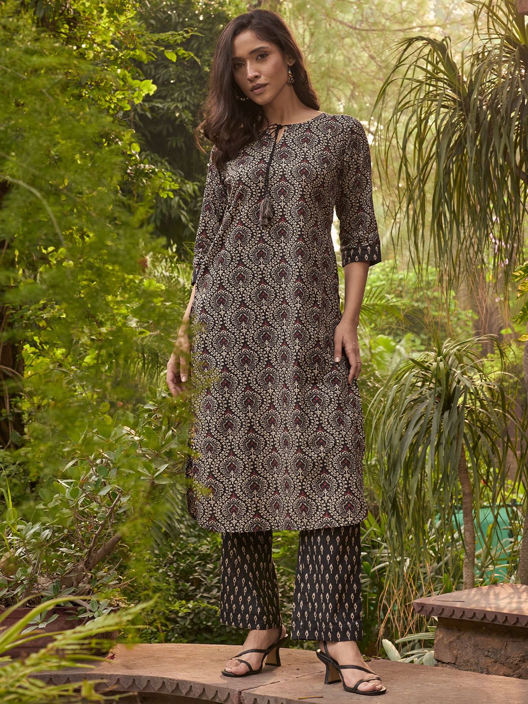 Libas Floral Printed Regular Pure Cotton Kurta with Palazzos