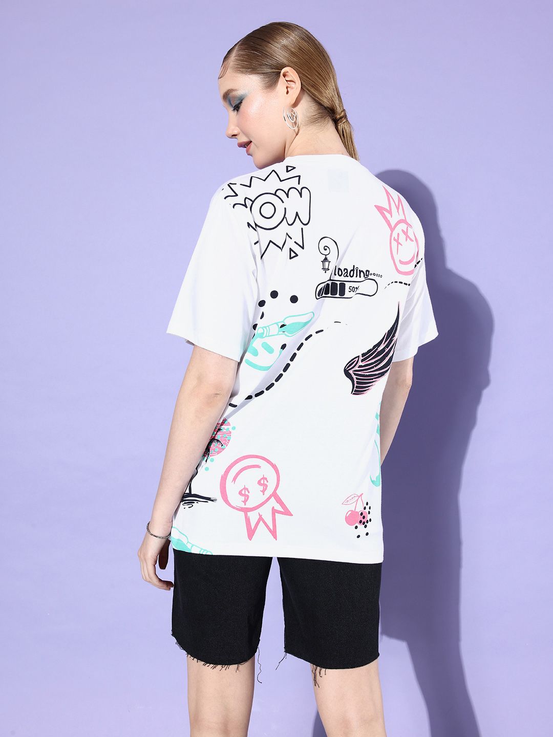 DILLINGER Graphic Printed Oversized Longline Pure Cotton T-shirt