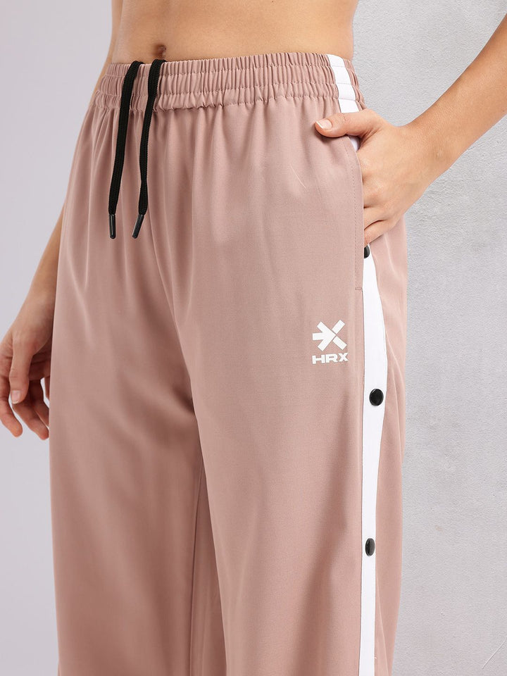 HRX by Hrithik Roshan Women Side Snap-Buttoned Stripe Flared Lifestyle Track Pants