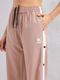 HRX by Hrithik Roshan Women Side Snap-Buttoned Stripe Flared Lifestyle Track Pants