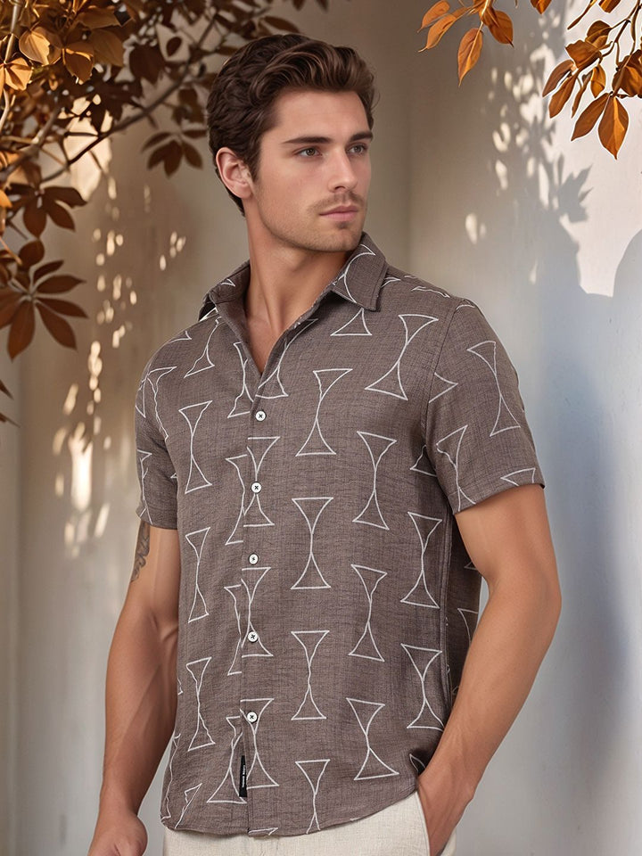 Thomas Scott Men Classic Slim Fit Opaque Printed Casual Shirt