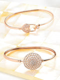 Set Wanita Zaveri Pearls 2 Gelang Kada Tembaga Bersalut Emas Mawar Cubic Zirconia