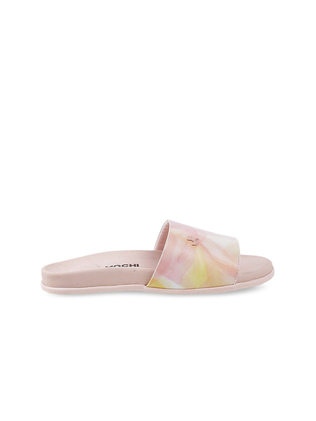 Mochi Women Pink Printed Open Toe Flats