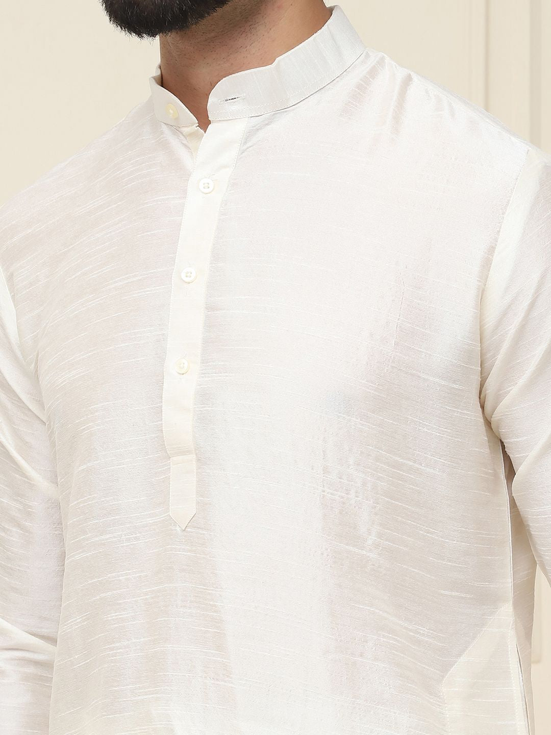 SOJANYA Men Off-White Solid Straight Kurta