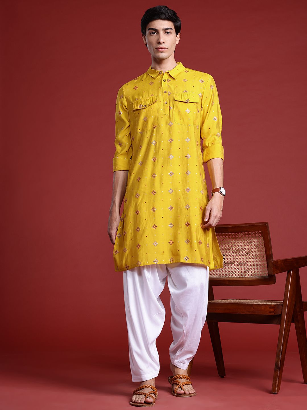 Anouk Men Ethnic Motifs Printed Regular Kurta with Salwar