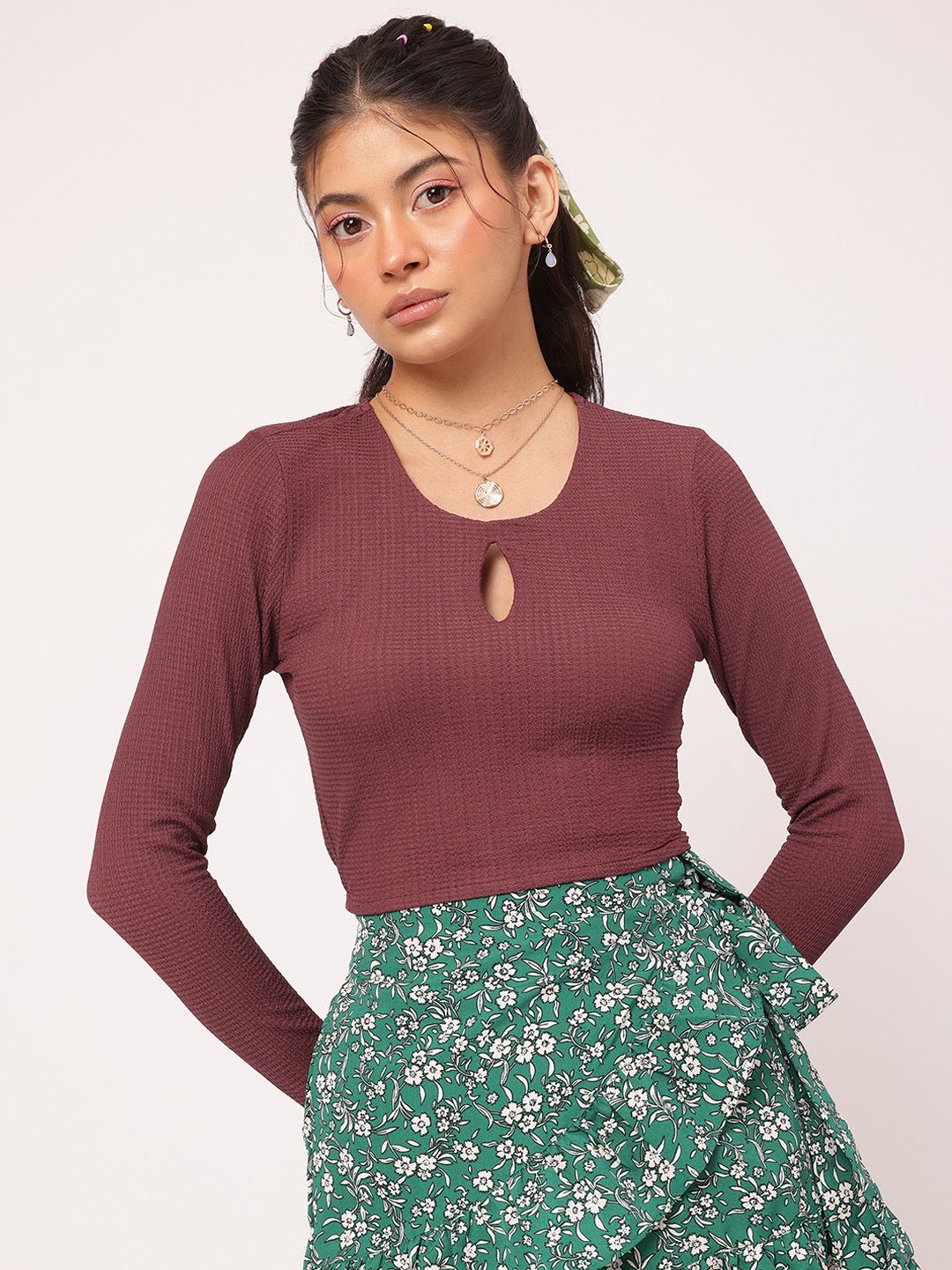 DressBerry Sweet & Sassy Textured Fitted Top