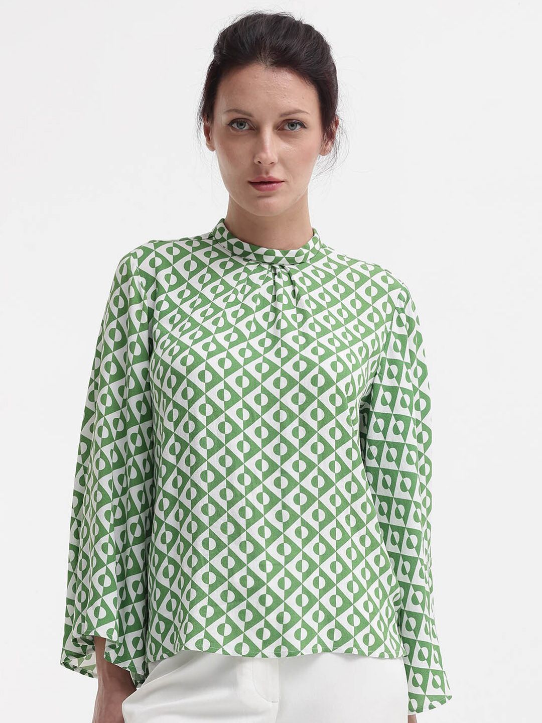 RAREISM Geometric Print Cotton Boxy Top