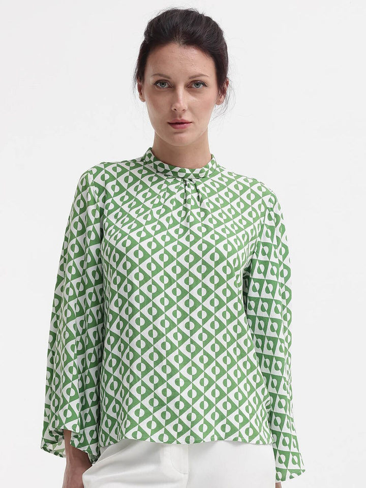 RAREISM Geometric Print Cotton Boxy Top