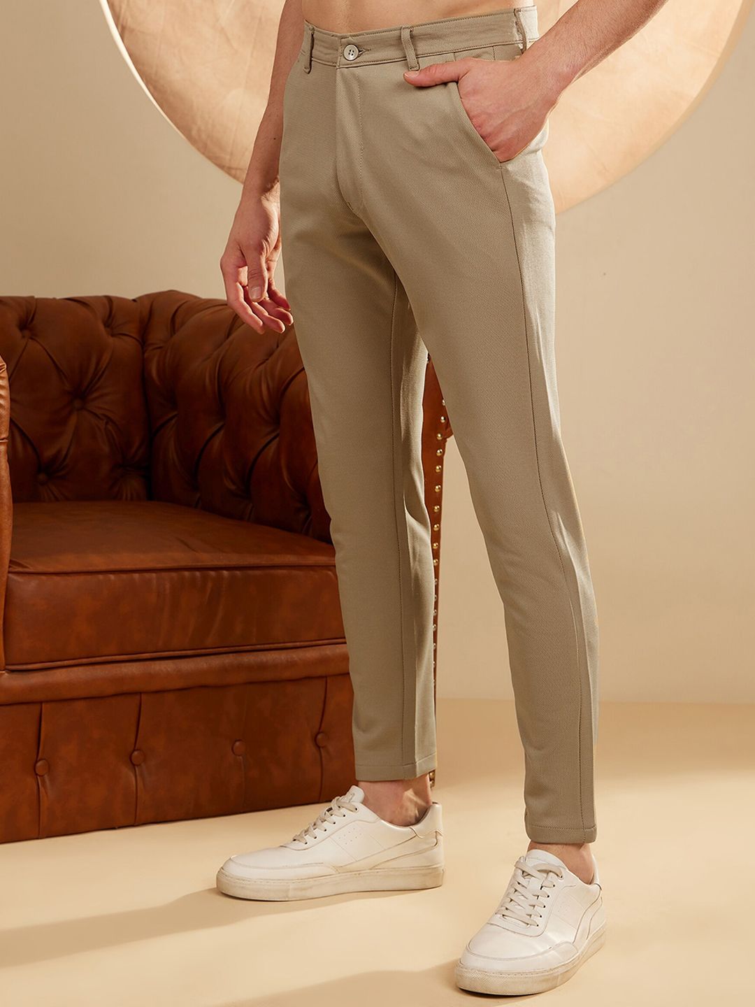 DENNISON Men Smart Tapered Fit Easy Wash 4-Way Lycra Trouser