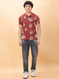 Being Human Men Printed Polo Collar Ethnic Applique T-shirt