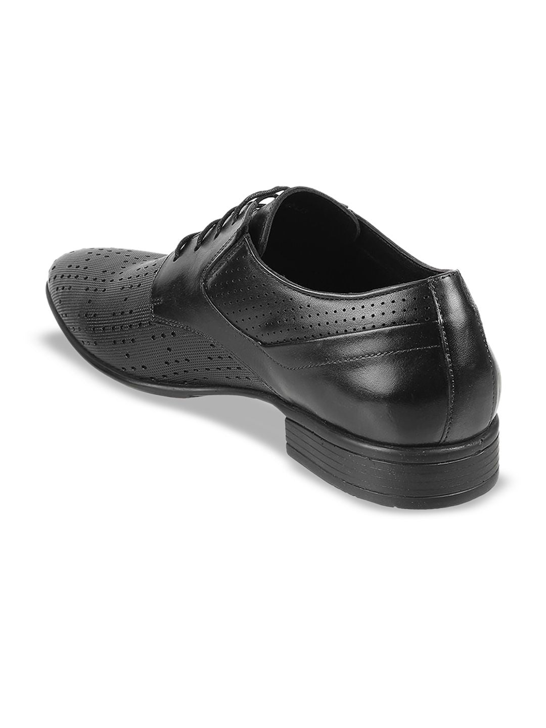 Metro Men Textured Round Toe Leather Formal Derbys