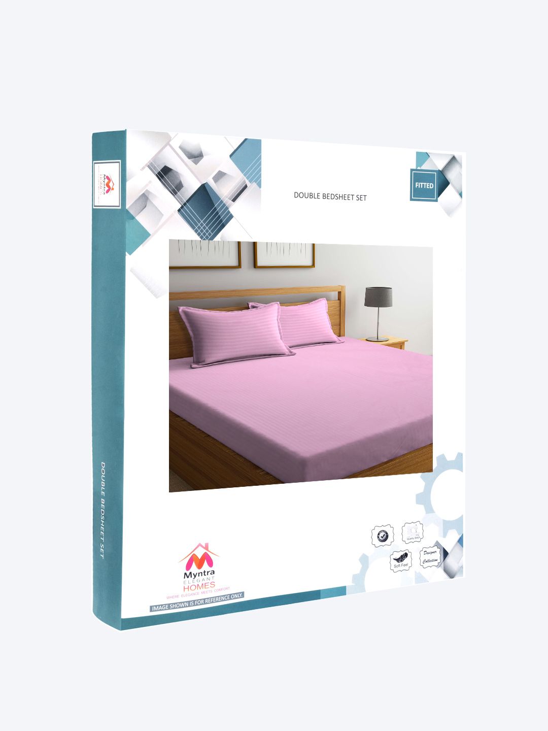 Myntra Elegant Homes Pink Striped 300 TC King Bedsheet with 2 Pillow Covers