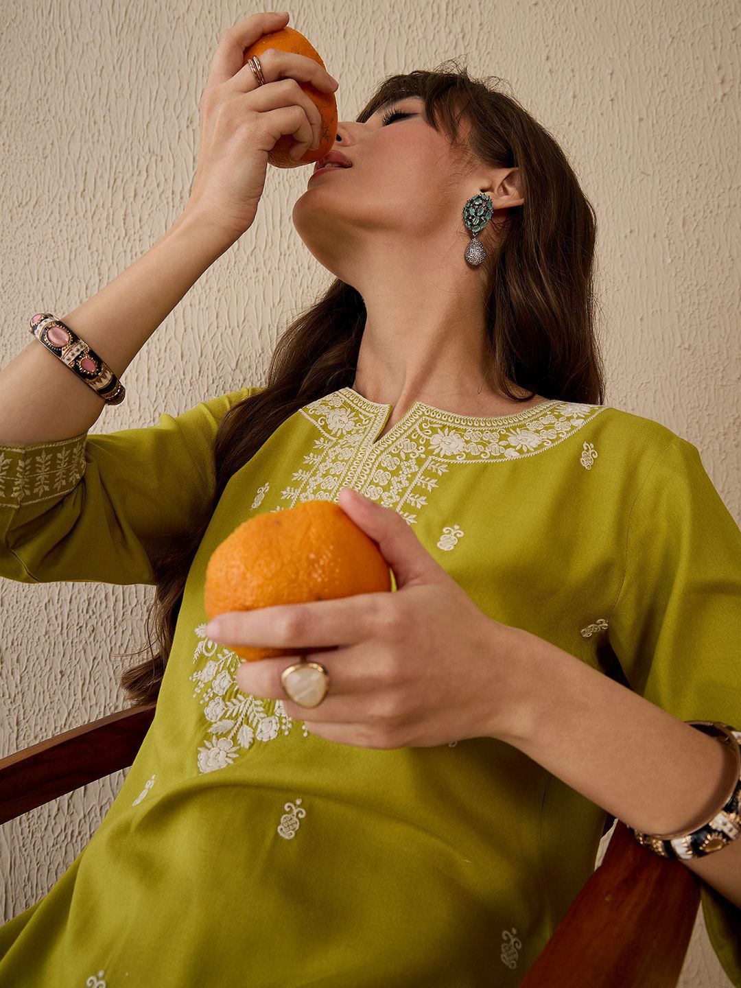 Indo Era Women Ethnic Motifs Embroidered Thread Work Kurta