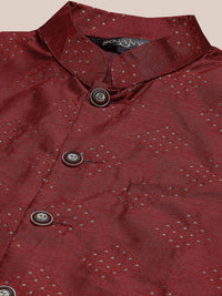 SOJANYA Mandarin Collar Regular Kurta with Churidar with Woven Design Nehru Jacket