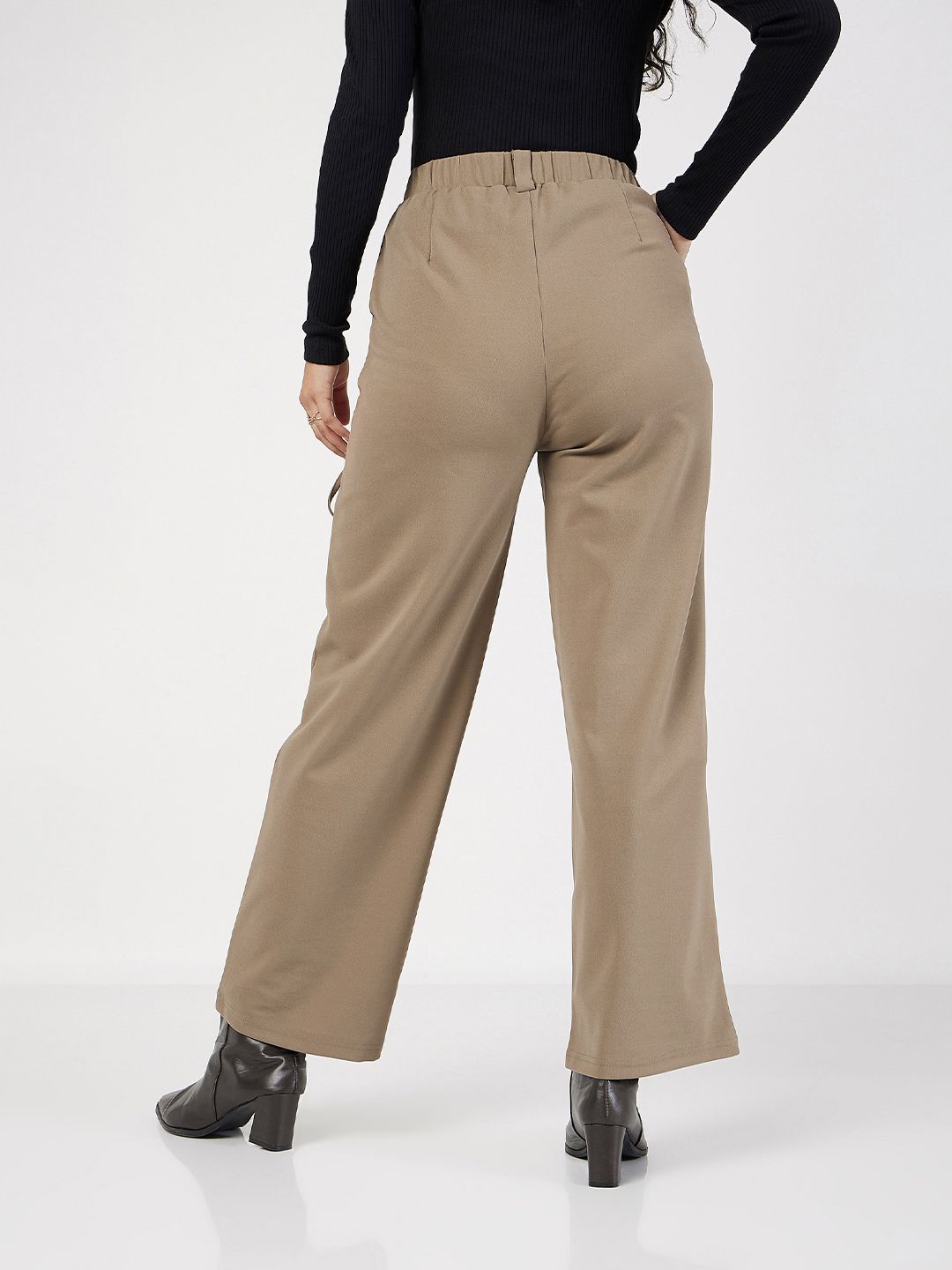 SASSAFRAS Women Plain Flat-Front High-Rise Cargos