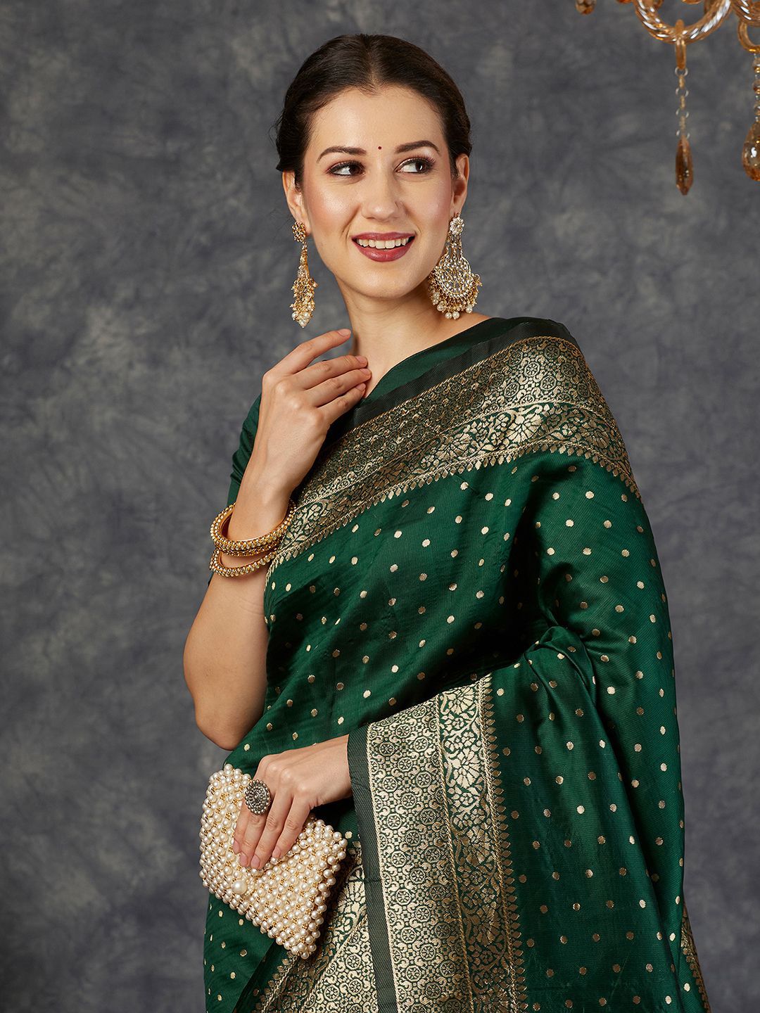 KALINI Ethnic Motifs Woven Design Zari Banarasi Saree