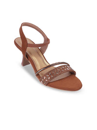 Mochi Embellished Open Toe Kitten Heels