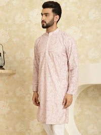 SOJANYA Men Pink Flared Sleeves Thread Work Kurta
