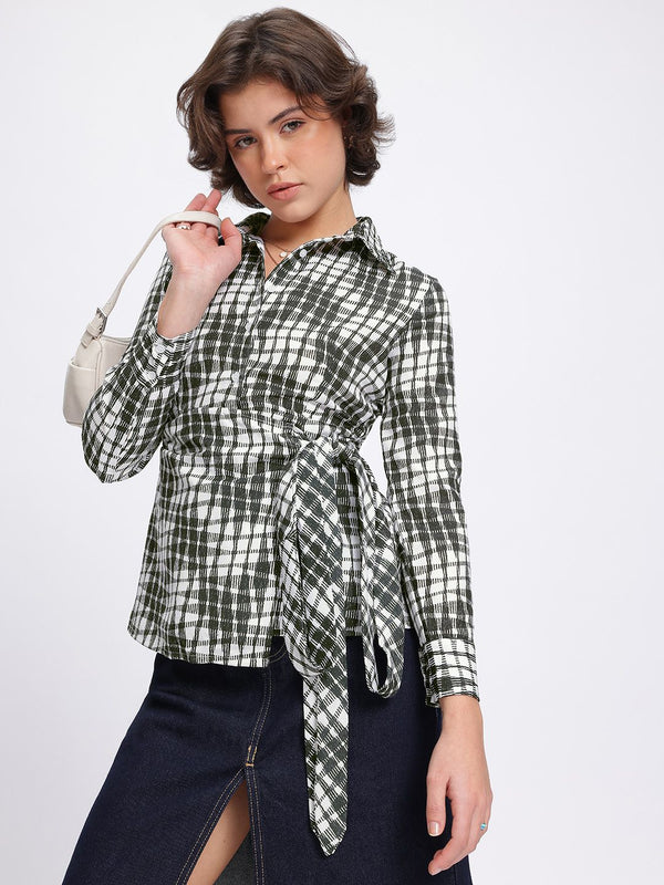 DressBerry Monochrome Magic Wrap-Style Top