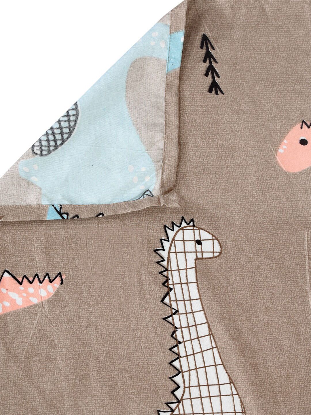 KLOTTHE Brown Kids 300 TC Printed Cotton Blend King Bedsheet With 2 Pillow covers