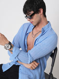 VASTRADO Men Classic Spread Collar Pinstripes Striped Slim Fit Casual Shirt