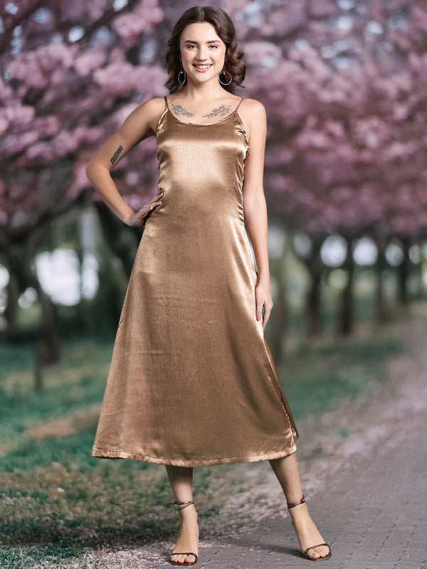 DressBerry Satin A-Line Midi Dress