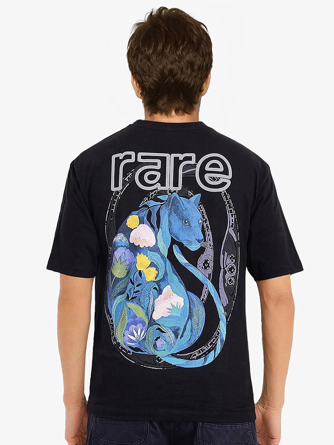 RARE RABBIT Men Graphic Printed Graphic Print Others Round Neck Cotton Oversized T-Shirt