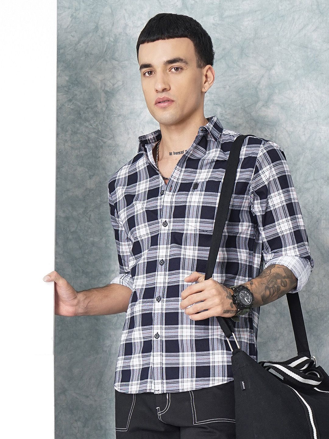 The Indian Garage Co Men Checked Pure Cotton Casual Shirt
