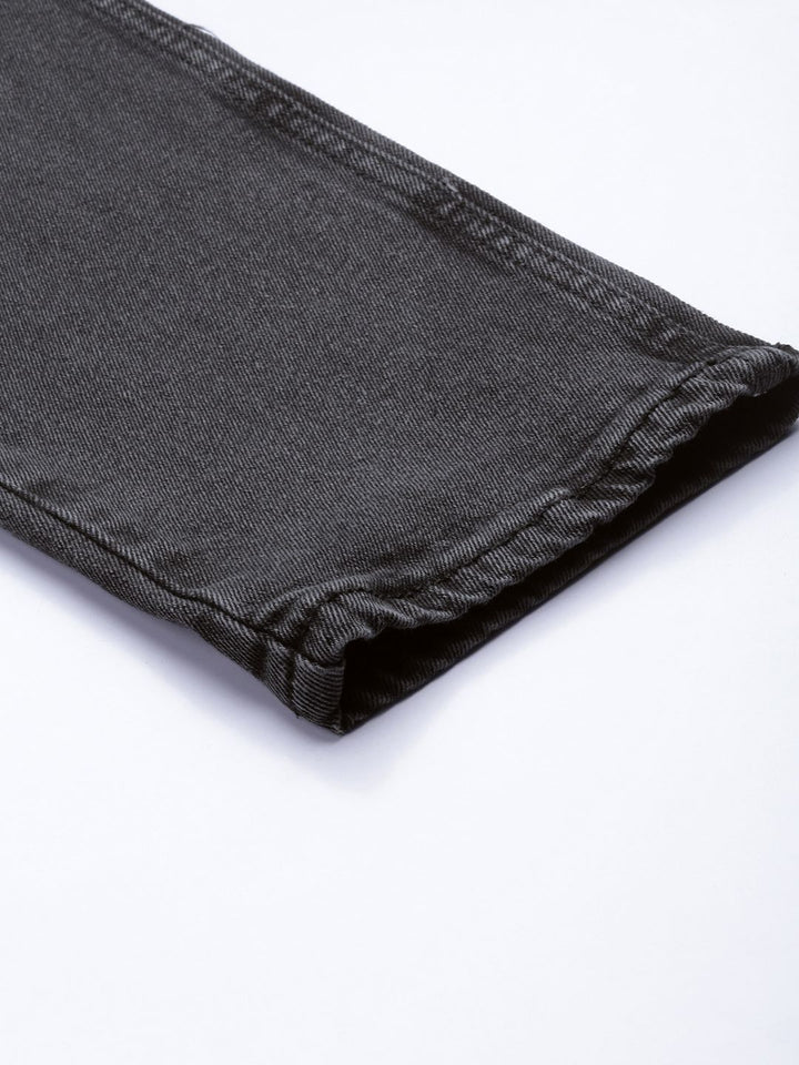 The Indian Garage Co Men Charcoal Slim Fit Low Distress Light Fade Stretchable Jeans