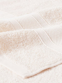 MYTRIDENT Set of 2 Cream-Coloured 500 GSM Striped Cotton Bath Towels