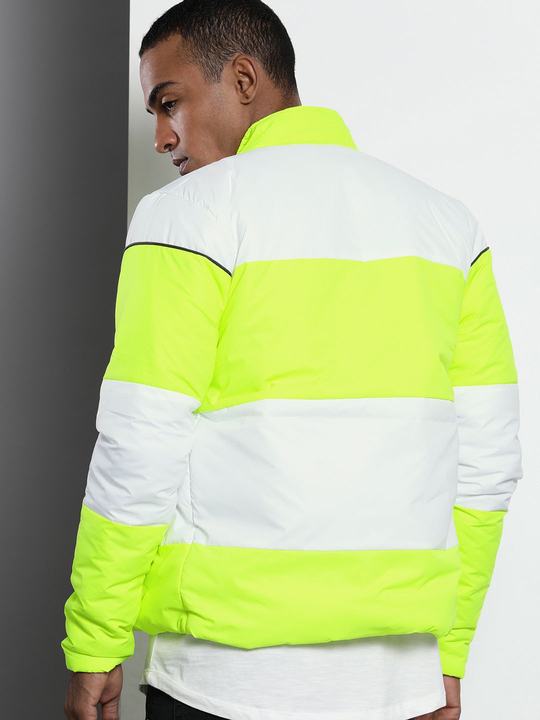 The Indian Garage Co Men Colourblock Slim Fit Bomber Jacket
