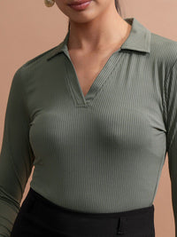 Tokyo Talkies Lengan Penuh Bodysuit Polo Lengan Penuh