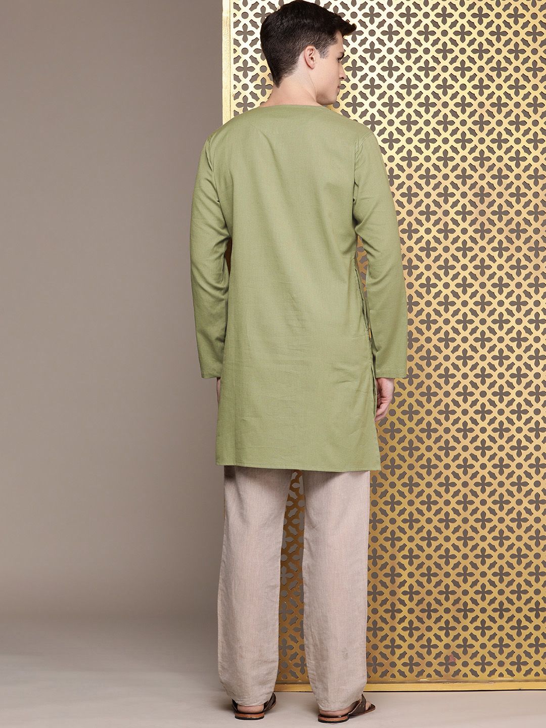 House of Pataudi Solid Cotton Linen Jashn Kurta