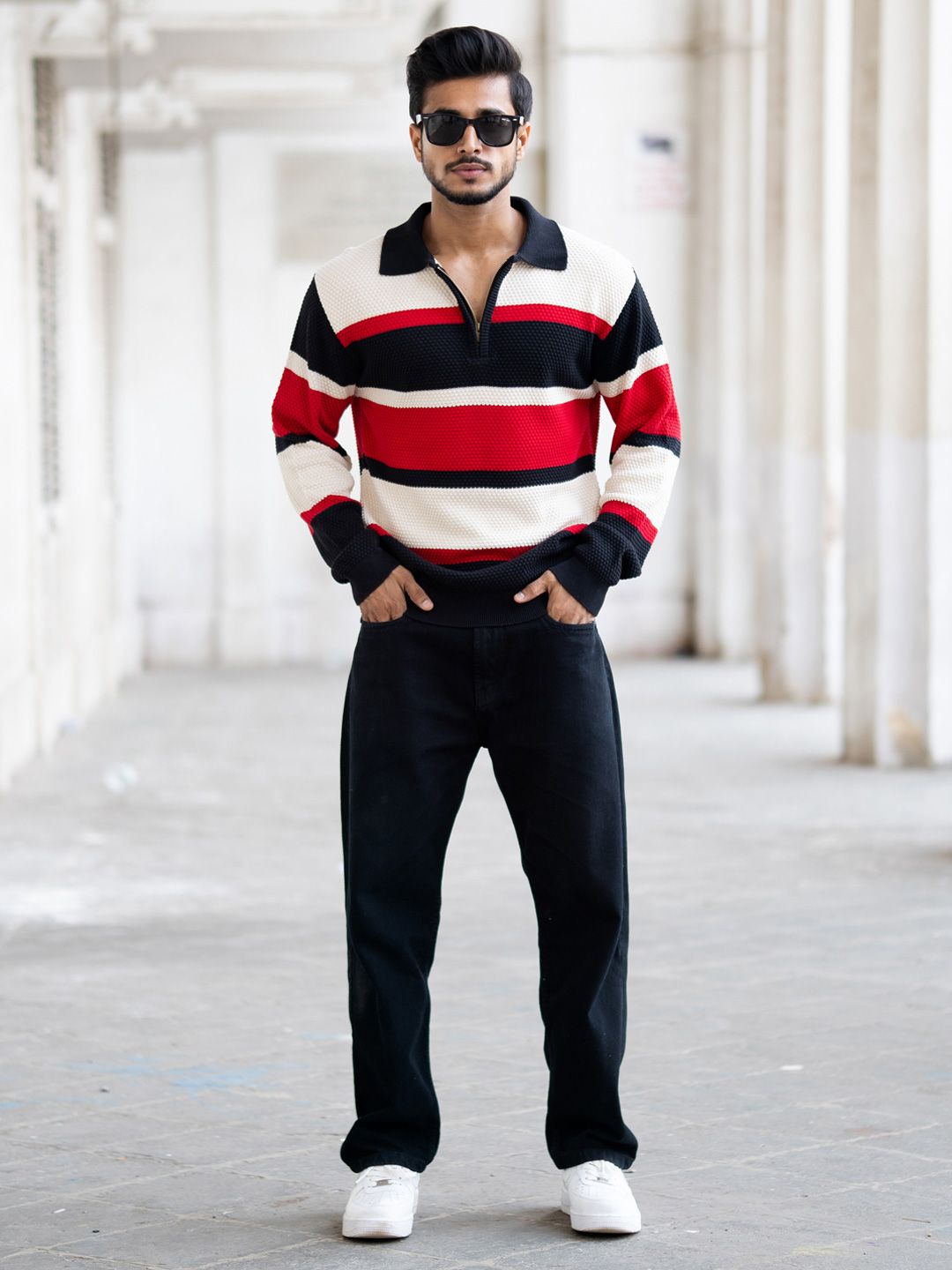 Powerlook Men Striped Polo Collar T-shirt