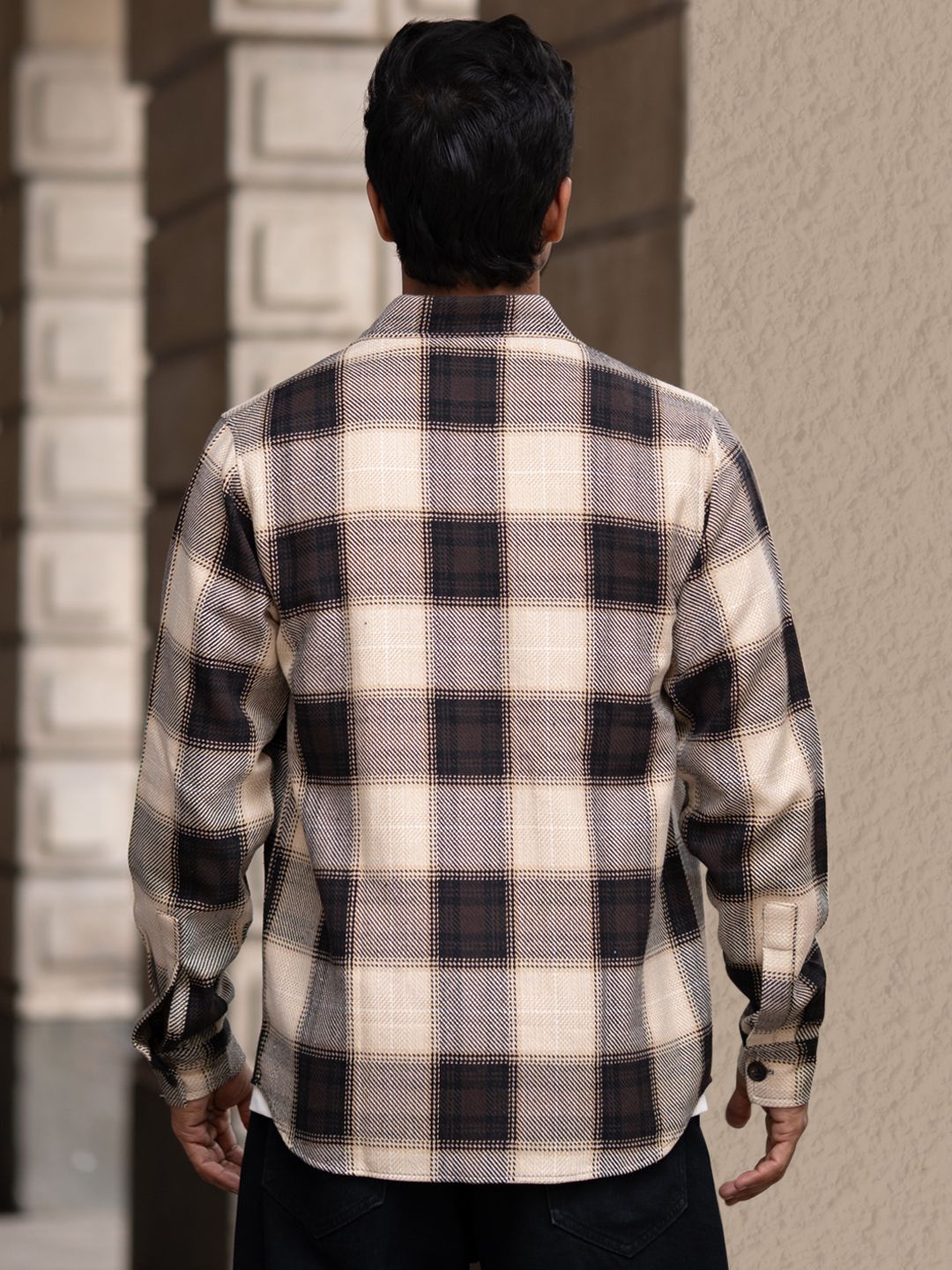 Powerlook Men Spread Collar Tartan Checked Cotton Casual Shirt