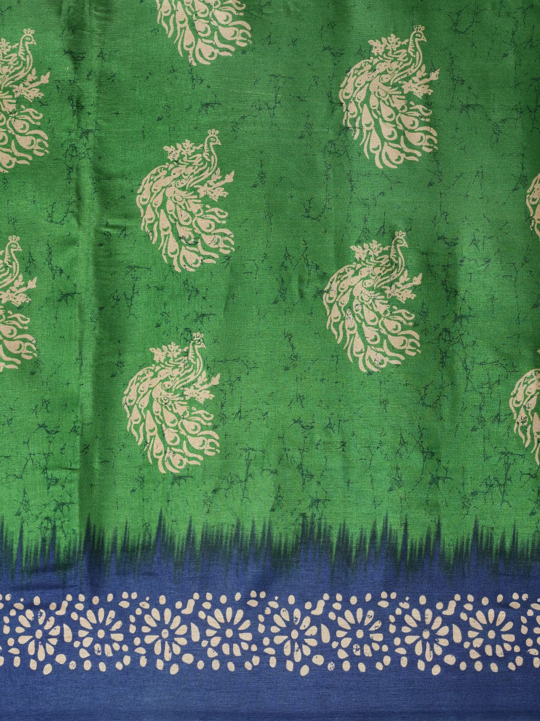 Saree mall Green & Off White Ethnic Motifs Printed Art Silk Sarees