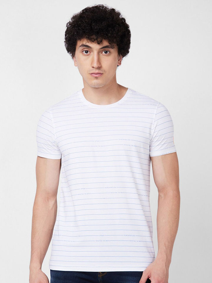 SPYKAR Striped Cotton Slim Fit T-shirt