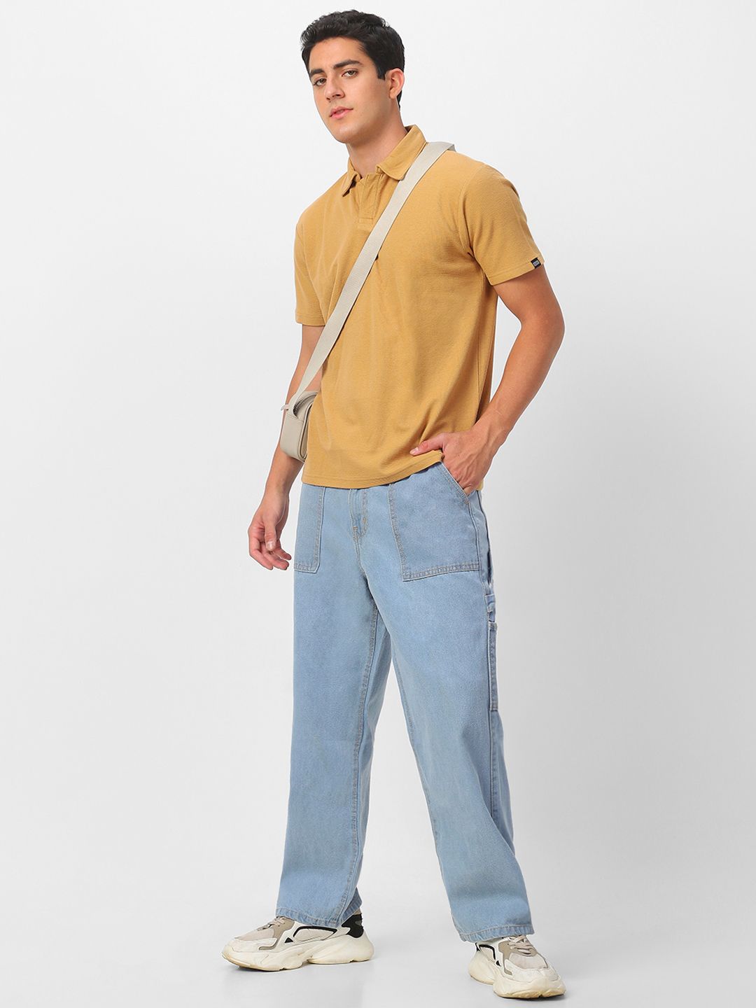 Urbano Fashion Men Loose Baggy Fit Carpenter Cargo Jeans