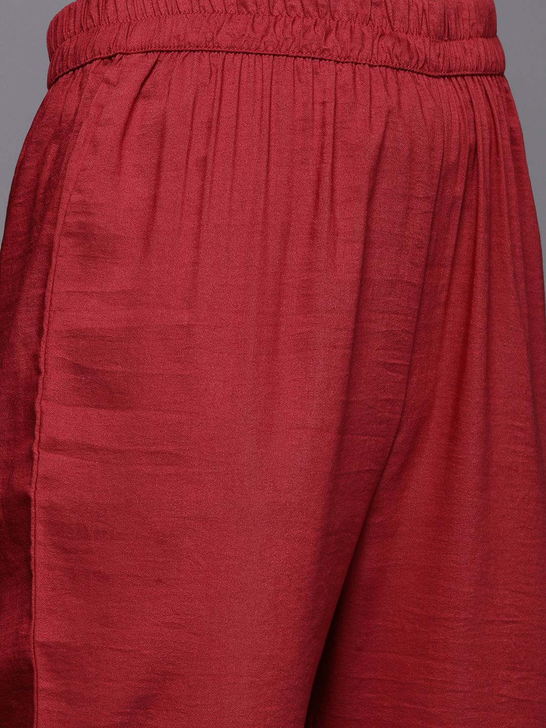 Varanga Women Maroon Ethnic Motifs Embroidered Kurta with Trousers & Dupatta