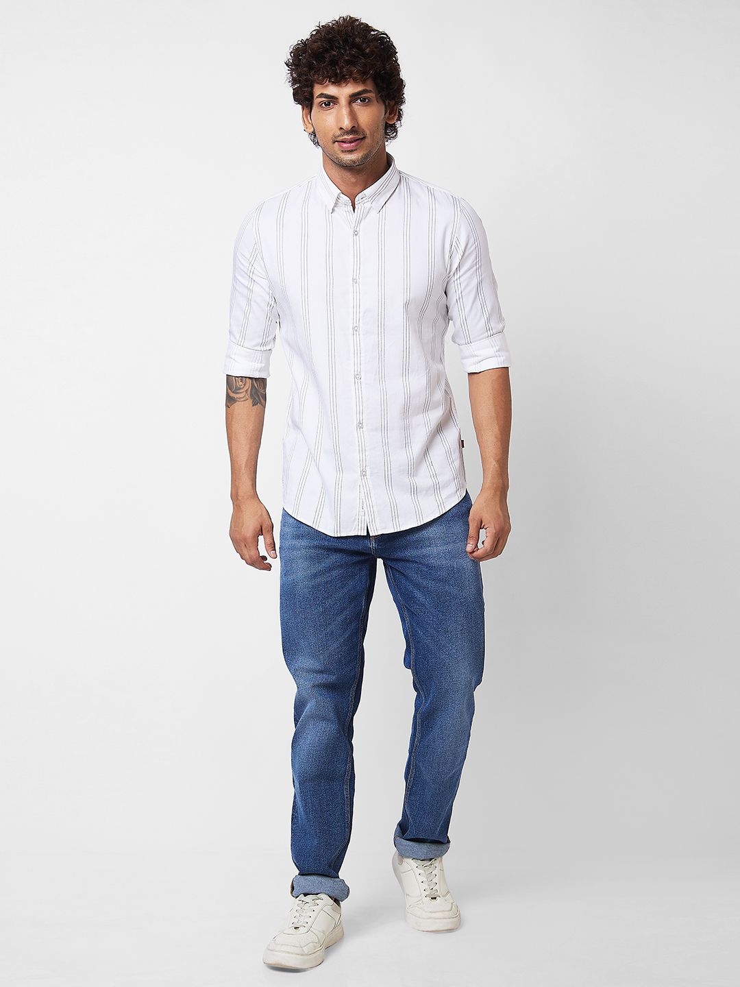 SPYKAR Vertical Striped Cotton Shirt