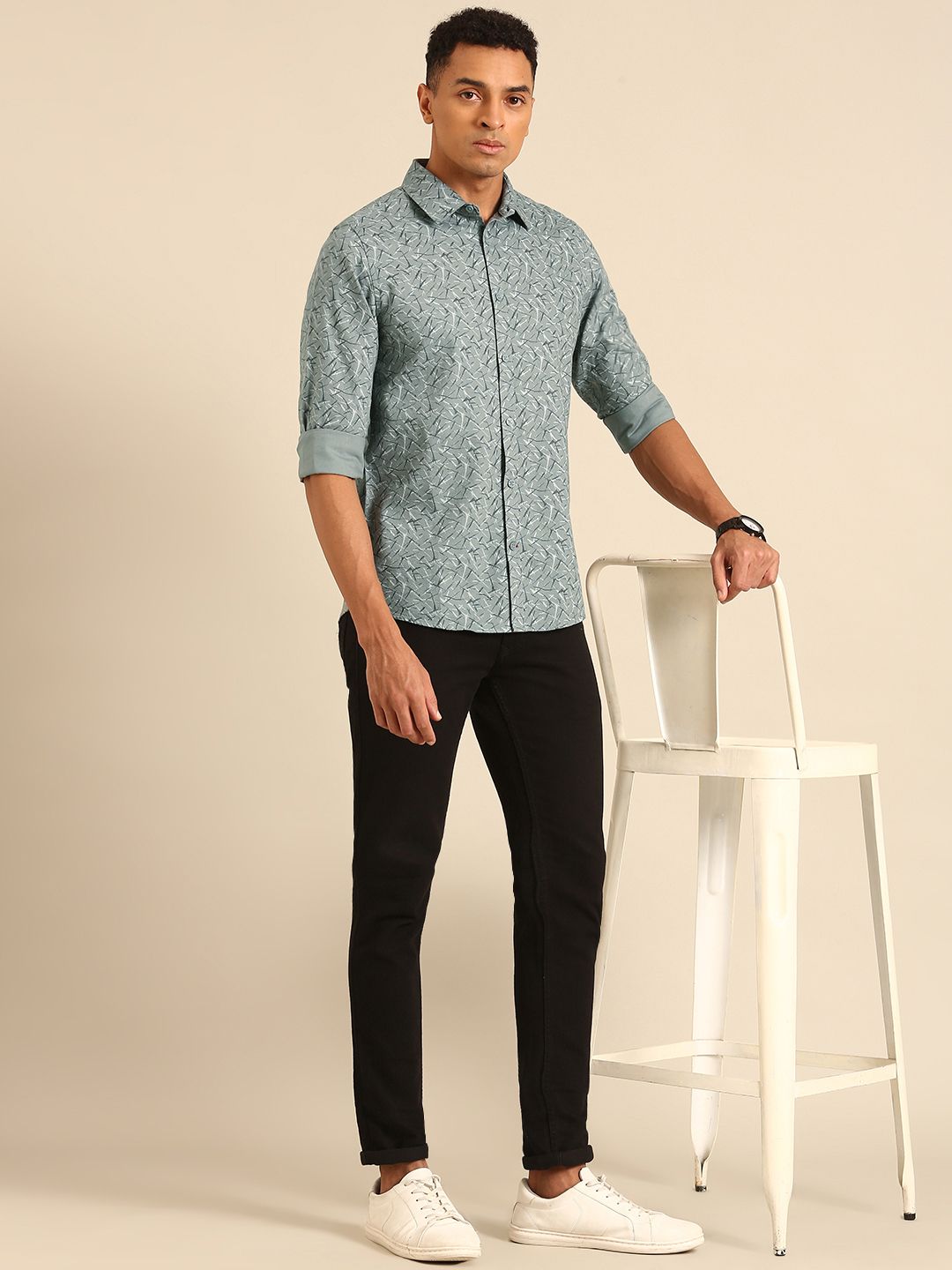 Being Human Slim Fit Opaque Printed Pure Cotton Casual Shirt