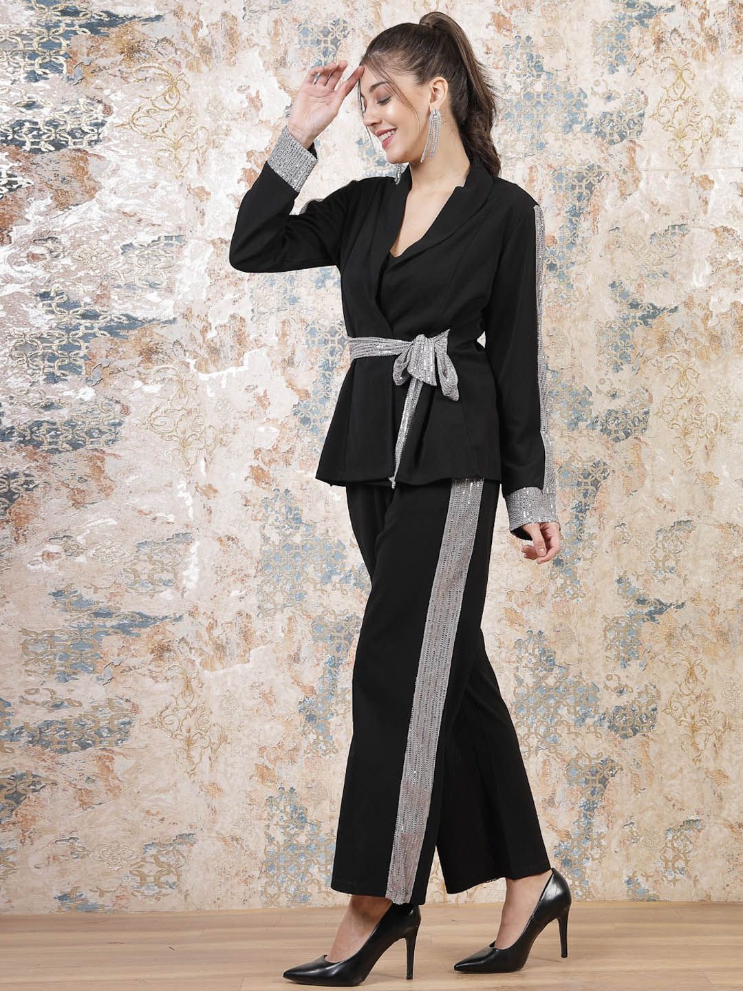Athena Embellished Coats  With Trousers Co-Ords