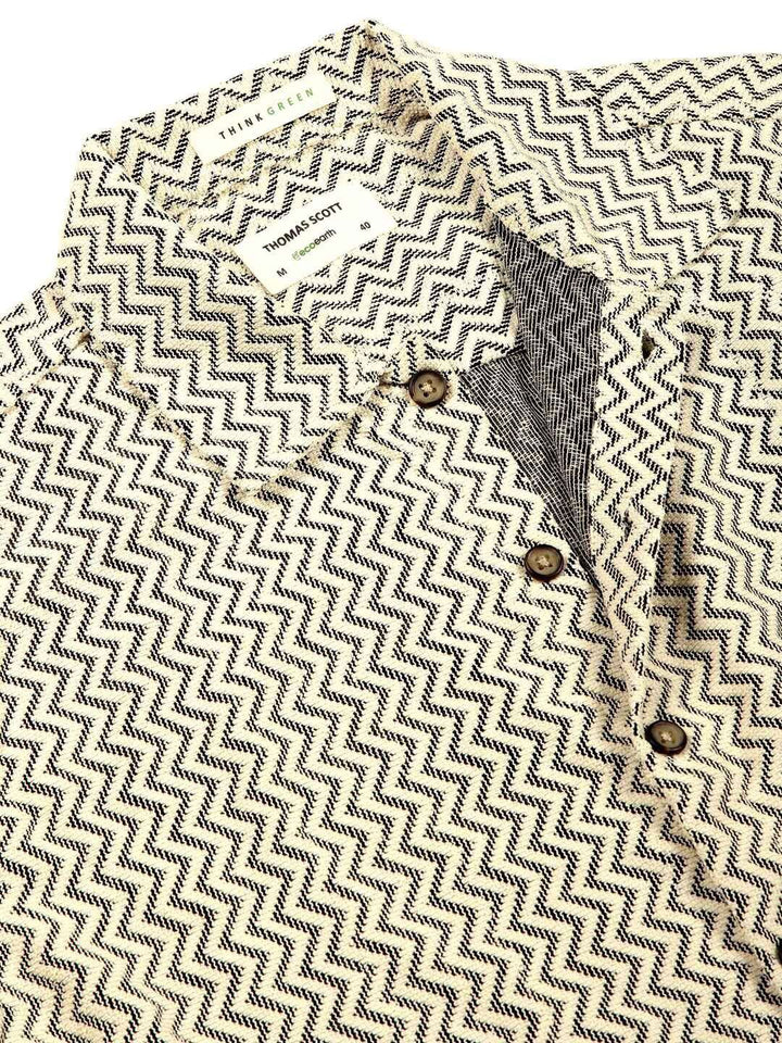 Thomas Scott Men Vertical Stripes Striped Semi-Sheer Casual Crochet Shirt