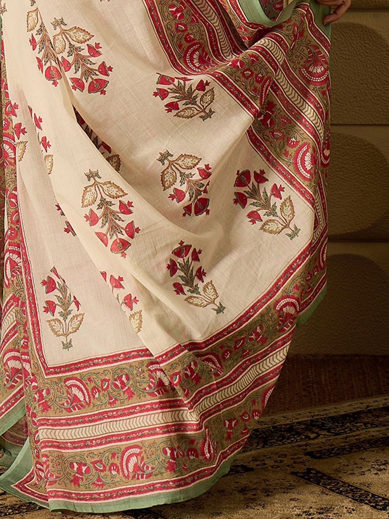 Indo Era Floral Printed Pure Cotton Kurta Straight Kurta With Salwar And Dupatta
