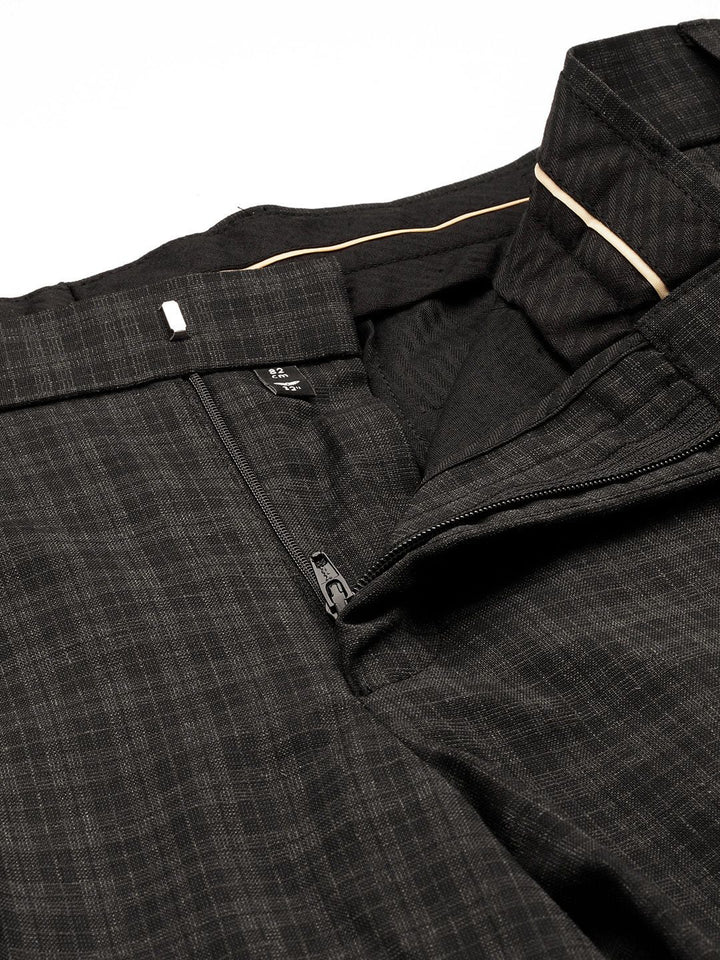 Park Avenue Men Mid-Rise Checked Smart Trousers
