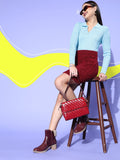 Berrylush Women Alluring Turquoise Blue Solid Knits Bits Sweater