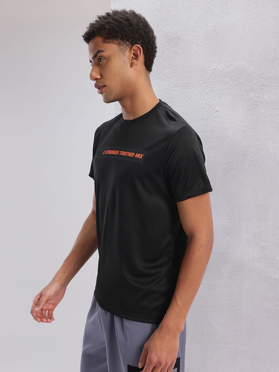 HRX by Hrithik Roshan Twin Collection Typography Printed Rapid-Dry Training T-shirt