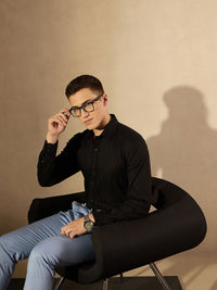 DENNISON Men Self Design Solid Formal Shirt
