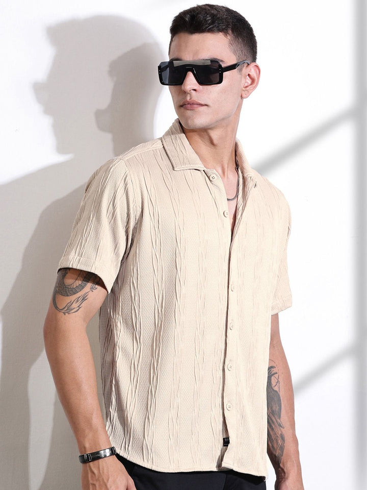 Thomas Scott Men Smart Fit Cutaway Collar Textured Casual Shirt